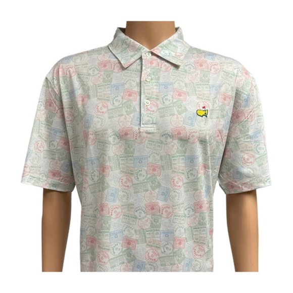 NWT Masters Augusta National White Badge Print Performance Tech PGA Golf Polo - Picture 1 of 6